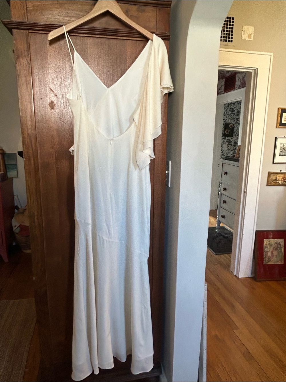 LPA Cream One-Shoulder Ruffle Slip Dress - Picture 4 of 5